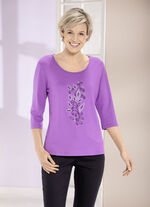 Shirt mit Strasssteinen in 2 Farben LILA