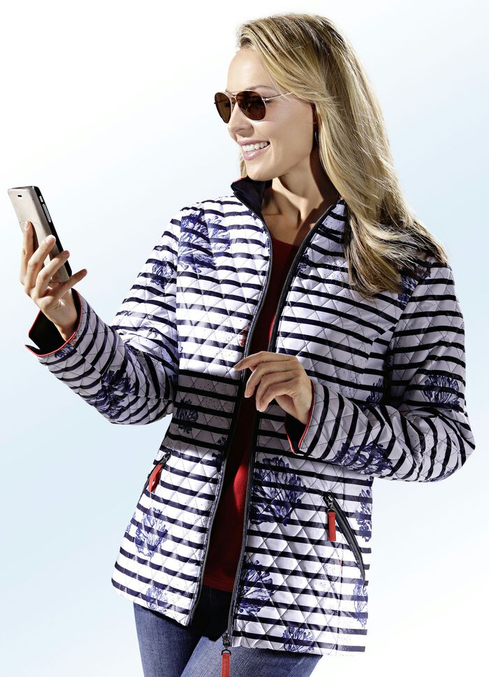 Jacke mit maritimem Dessin und Rautenstepp 