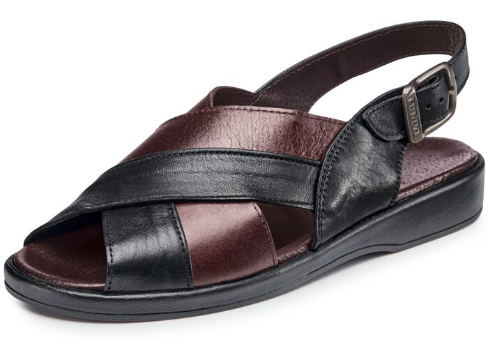  Sandale mit anatomisch geformten Lederfu&szlig;bett SCHWARZ-BORDEAUX