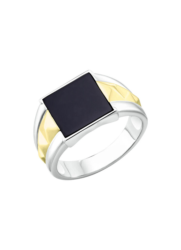 Herrenring in Bicolor mit Achat 