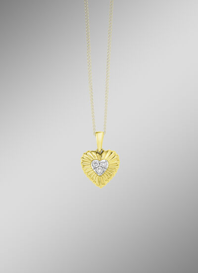 Herz-Anh&auml;nger in Bicolor mit 3 Brillanten 