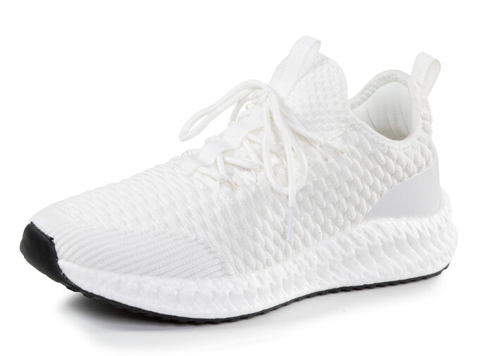 Schnür-Sneaker aus strukturiertem Textilmaterial WEISS