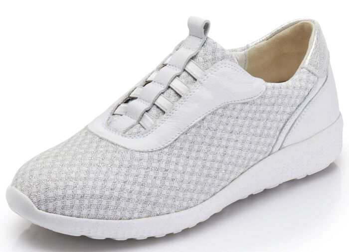 Waldl&auml;ufer Slipper aus edel glitzerndem Textilmaterial WEISS