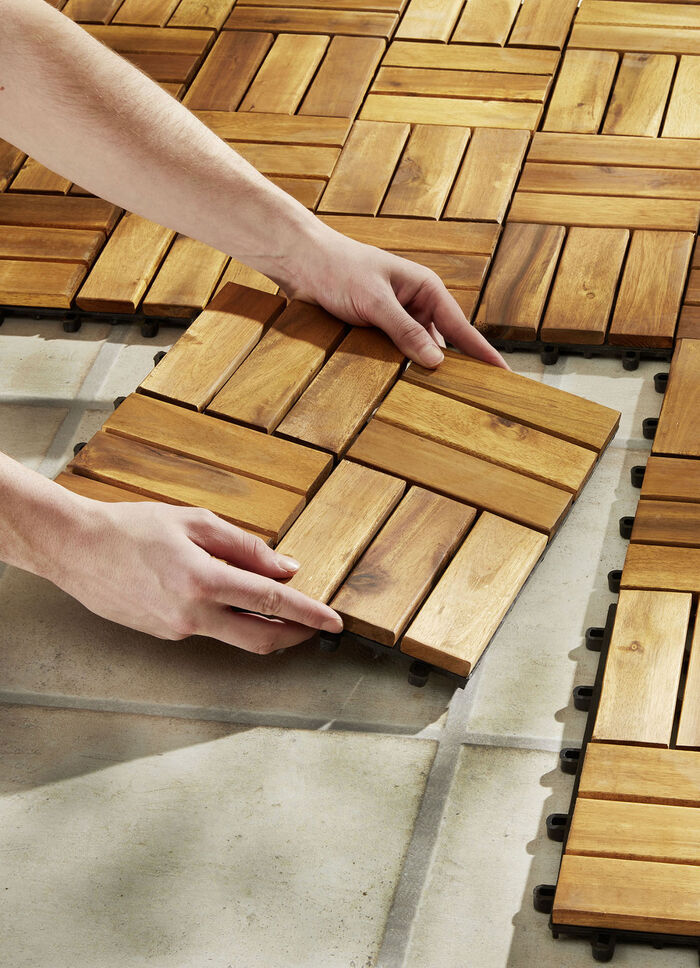 Terrassenplatten aus geölter Akazie, 11er-Set 