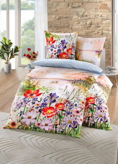 Bettw&auml;sche-Garnitur mit Wende-Kissenbezug 