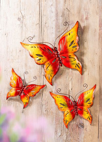 Schmetterlinge aus Metall, 3er-Set 