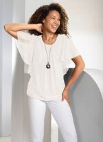 Poncho-Tunika mit Fledermaus&auml;rmeln ECRU