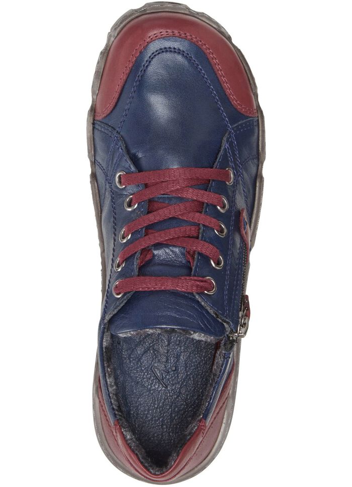 Andrea Conti Schn&uuml;r-Sneaker aus weichem Nappaleder MARINE-BURGUND