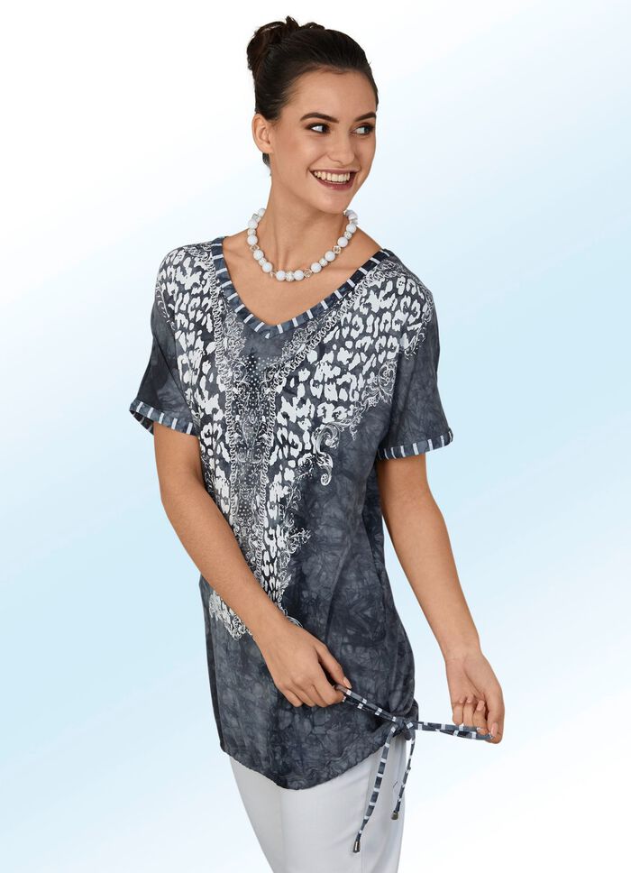 Longshirt mit V-Ausschnitt in 2 Farben 