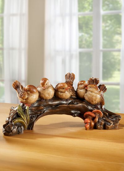 Vögel auf Ast, handbemalt 