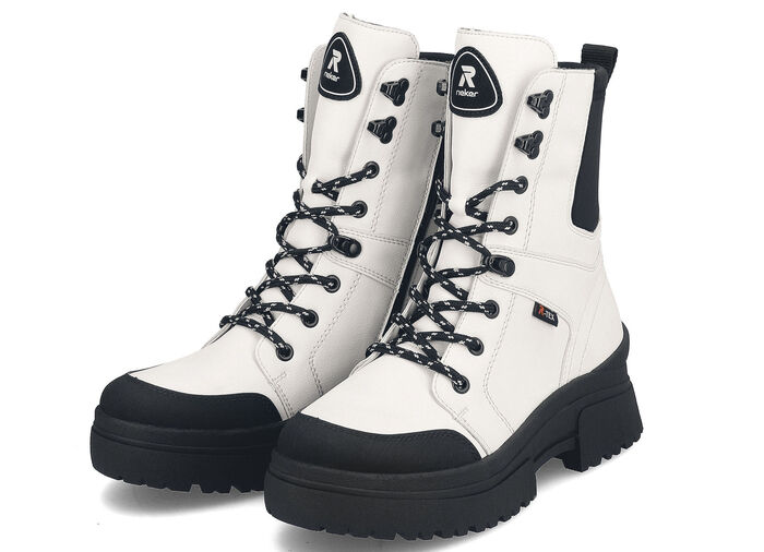 Rieker Stiefelette aus Nappaleder CREMEWEISS-SCHWARZ