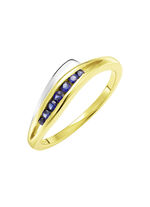 Damenring in Bicolor mit synth. Safir 