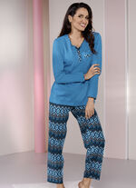 Zweierpack Schlafanzüge mit Brusttasche und Knopfleiste 1X PINK,1X BLAU