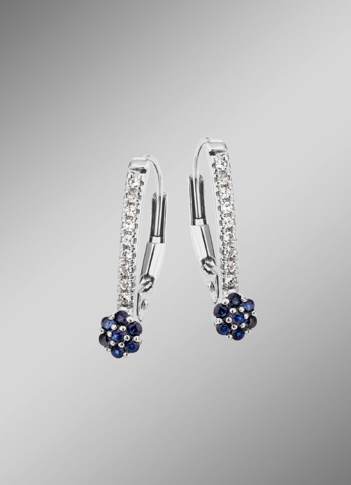 Edle Ohrringe mit 18 Diamanten und echt Safir 