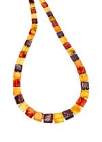 Tolle Halskette mit echten bunten Bernstein-Quadraten 