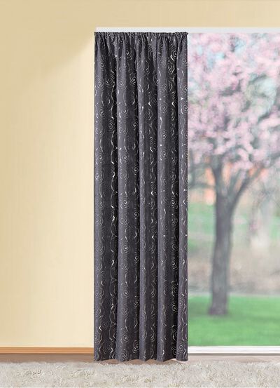 &Uuml;bergardine mit h&uuml;bschem Rosen-Dessin 