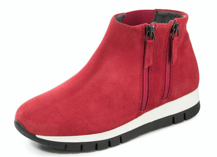 Bootie mit zwei Rei&szlig;verschl&uuml;ssen ROT