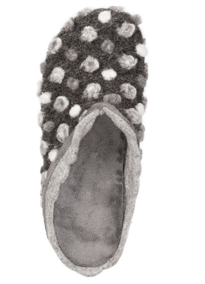 Laurina, klassische Damen-Hausschuhe, mit herausnehmbarem Fu&szlig;bett GRAU-WEISS
