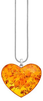 Gro&szlig;er Herz-Anh&auml;nger mit echt Bernstein 