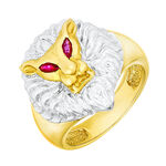 Herrenring L&ouml;wenkopf mit echt Rubin 