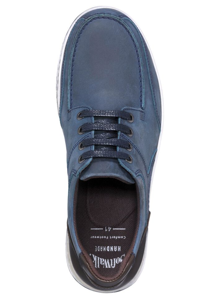 Schn&uuml;rschuhe mit Kontrast-Bes&auml;tzen BLAU-BRAUN