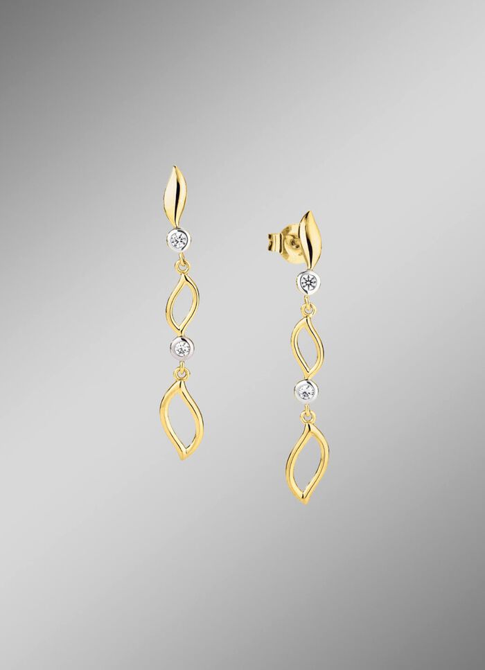 Zarte Eleganz in Bicolor: Ohrstecker mit synth. Zirkonia 