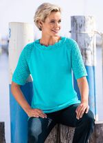 Pullover mit dekorativem Halsausschnitt T&Uuml;RKIS