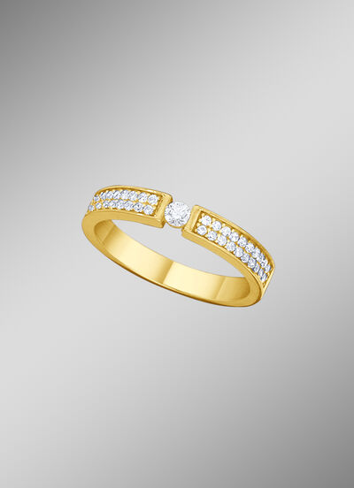 Eleganter Damenring mit synth. Zirkonia 
