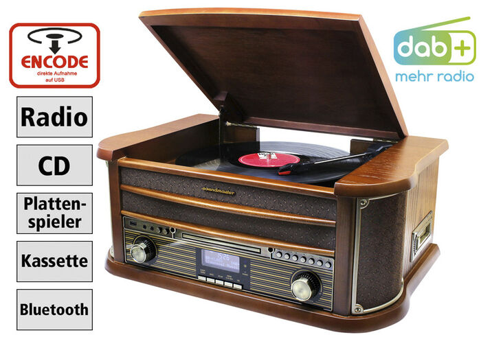 DAB-Nostalgie-Stereoanlage im Echtholzgehäuse