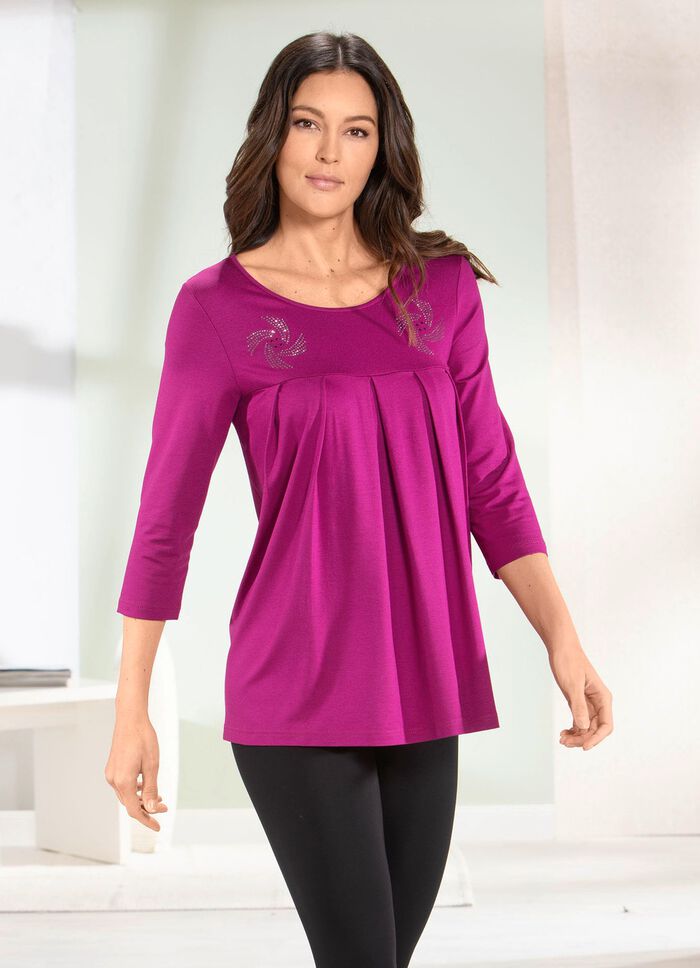 Longshirt mit Zierplättchen in 3 Farben FUCHSIA