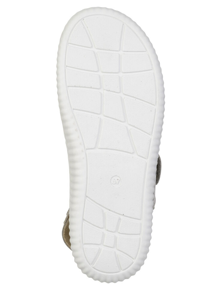 ELENA EDEN, bequeme Damen-Sandalen, Weite H, mit herausnehmbarem Fu&szlig;bett GRAU-BEIGE