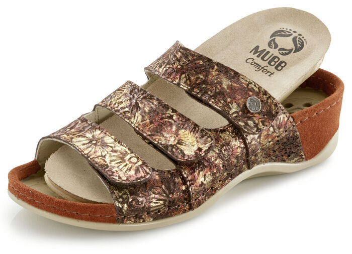 Mubb Pantolette mit edler Prägung BRAUN-GOLD