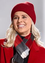 Trendige Damen-M&uuml;tze, mit breitem Umschlag BORDEAUX