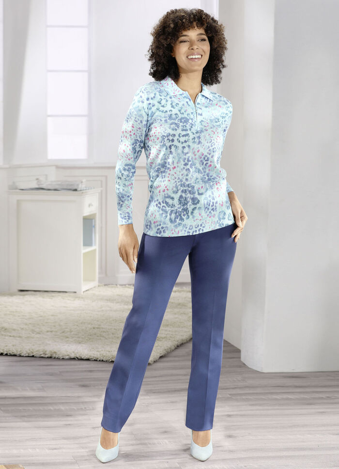 Pullover in weich fließender Qualität EISBLAU-MULTICOLOR