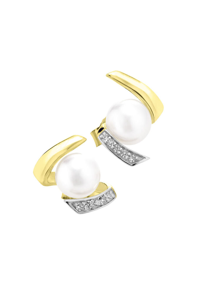 Ohrstecker mit Süßwasser-Zuchtperlen und synth. Zirkonia 