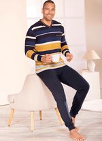 Schlafanzug mit V-Auschnitt und B&uuml;ndchenabschl&uuml;ssen  