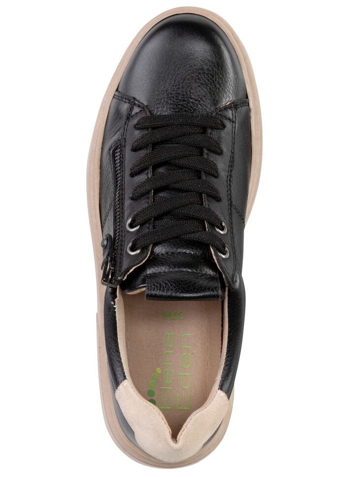 ELENA EDEN Schn&uuml;rschuh  mit Velour-Besatz SCHWARZ-BEIGE