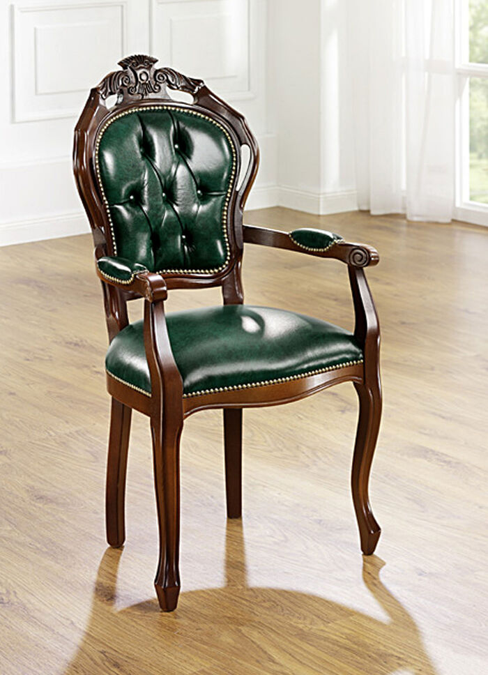 Esszimmer-Stühle und Sessel mit Lederbezug 