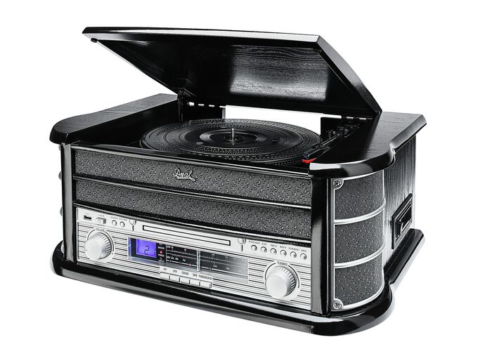 Nostalgie-Stereoanlage mit MP3-Direktaufnahmefunktion SCHWARZ
