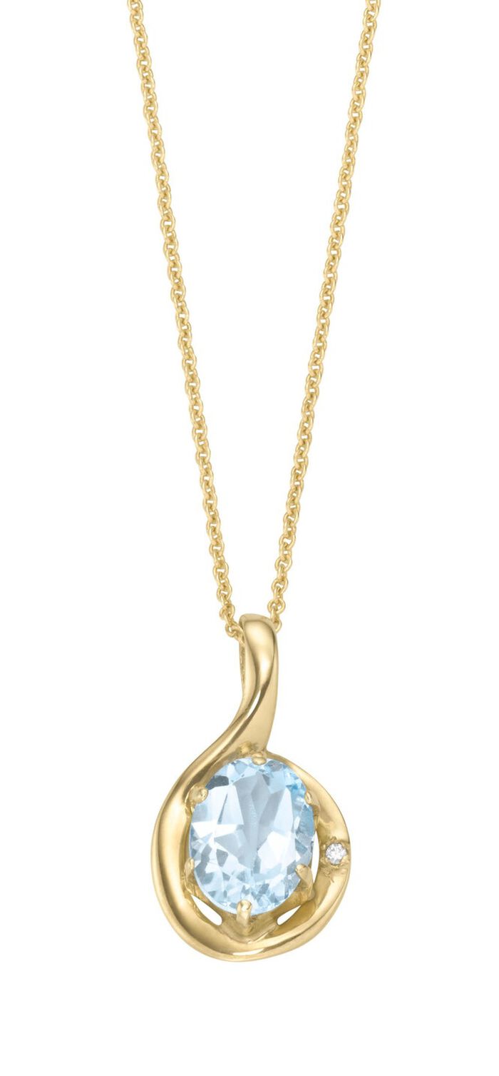 Schicker Anh&auml;nger mit echt Aquamarin und Erbskette 