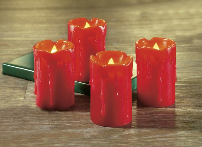 LED-Echtwachskerzen, 4er-Set 