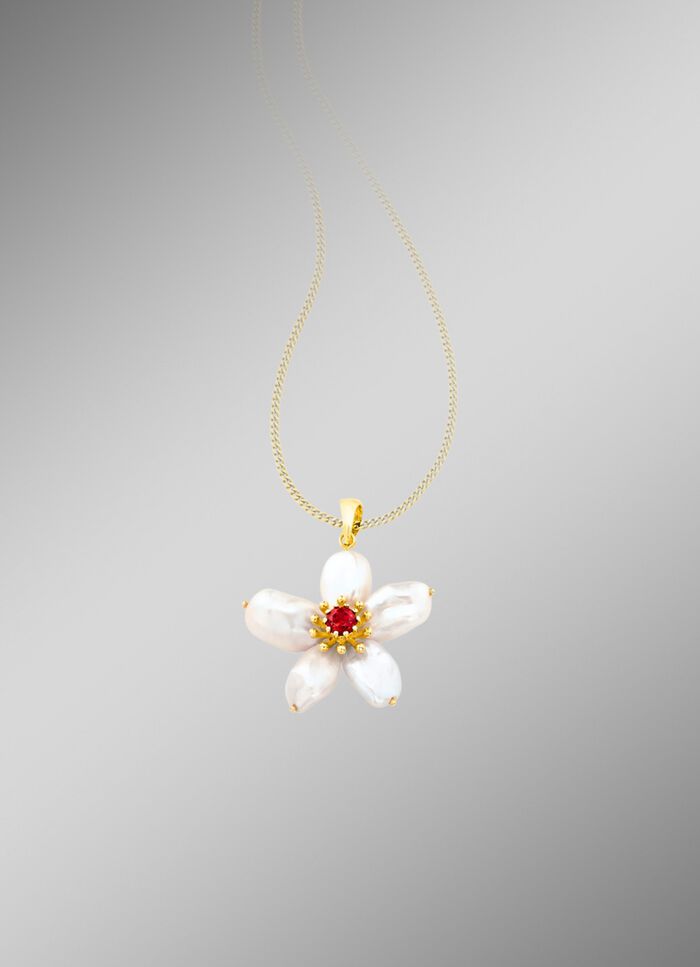 Anh&auml;nger mit Granat und Keshi-Perlen 