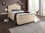 Boxspringbett mit Bettkasten und Topper BEIGE