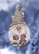 Fensterbild Wichtel aus echter Plauener Spitze 