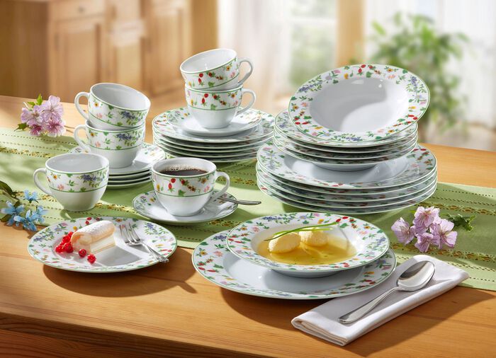 Porzellan-Geschirr Millefiori aus hochwertigem wei&szlig;en Porzellan 