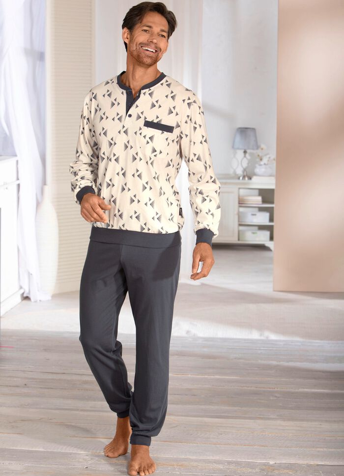 Zweierpack Schlafanz&uuml;ge mit Knopfleiste und B&uuml;ndchenabschl&uuml;ssen 