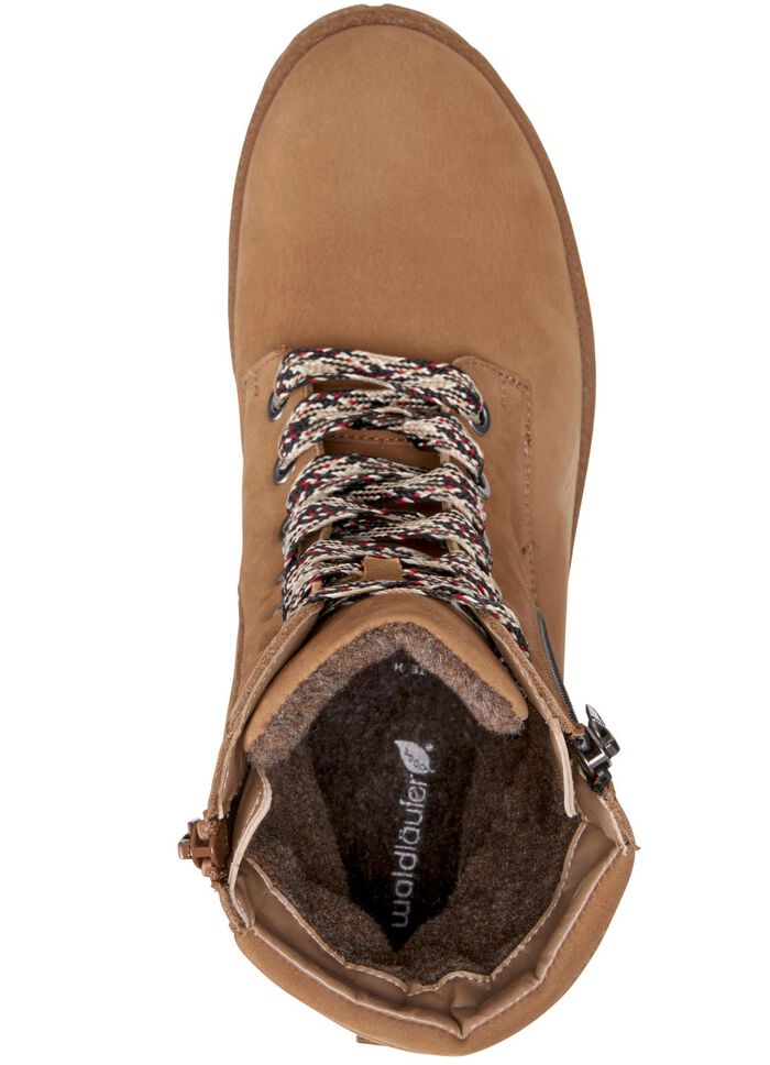 Waldl&auml;ufer Schn&uuml;r-Stiefelette aus bestem Nubukleder CAMEL
