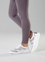 ELENA EDEN Sneaker aus Nappaleder und luftigem Textil in Netzoptik WEISS-SILBER