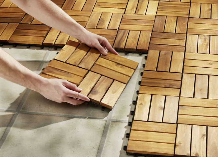 Terrassenplatten aus geölter Akazie, 11er-Set 