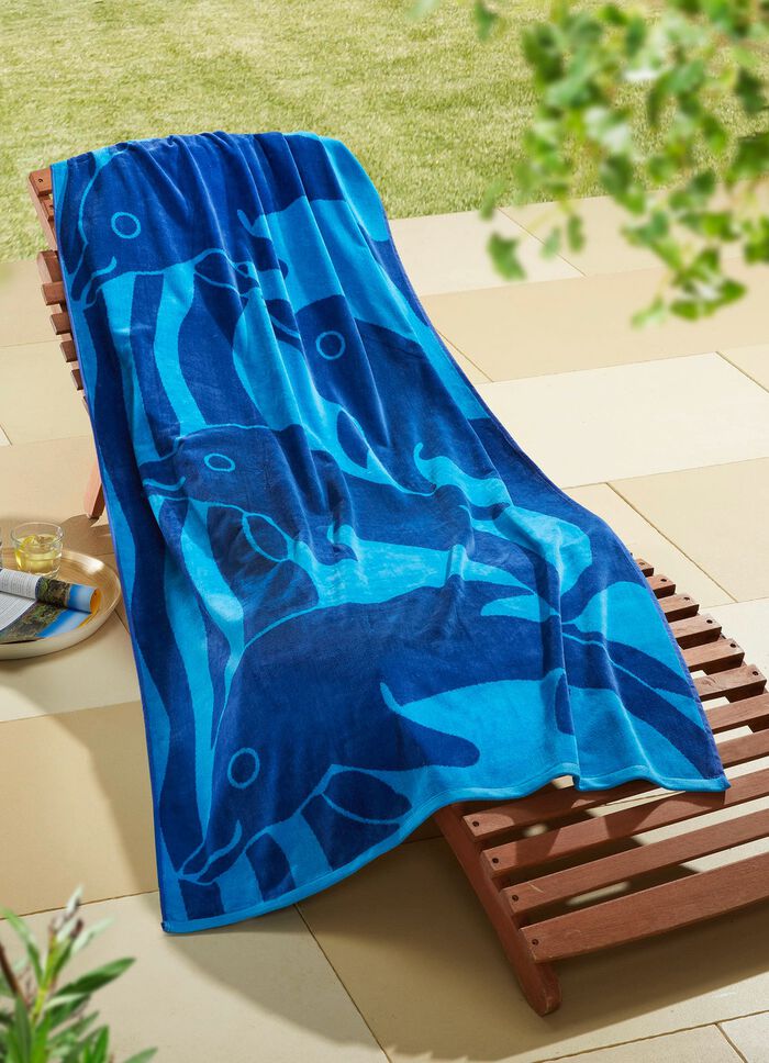 Extragro&szlig;es Strandlaken aus reiner Baumwolle BLAU